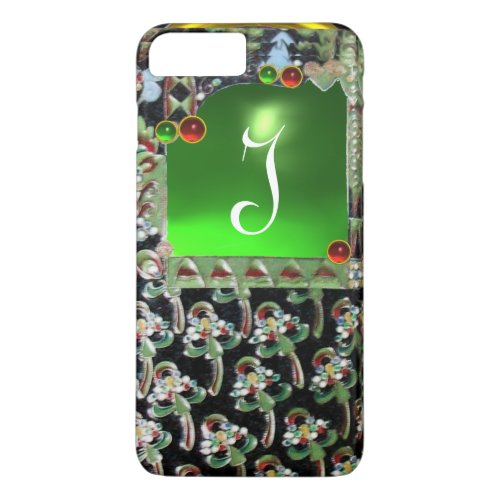 BLACK GREEN ART NOUVEAU GEMSTONE MONOGRAM Emerald iPhone 8 Plus7 Plus Case