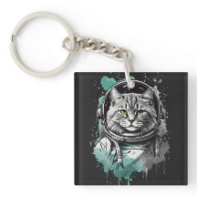 Black Green Astronaut Cat Design