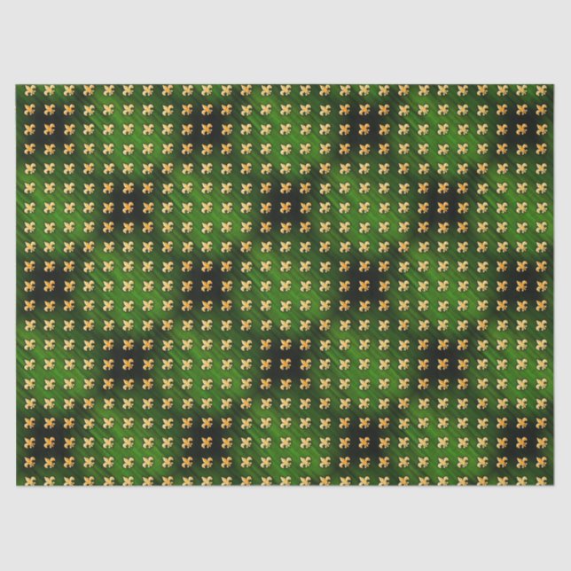 Black & Green Background with Gold Fleur de Lis Tissue Paper (Front)