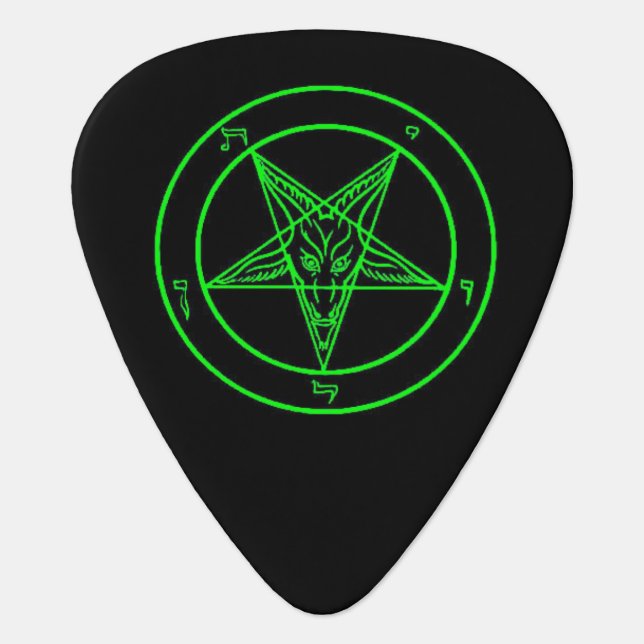 Black/Green Baphomet Guitar Picks (Front)