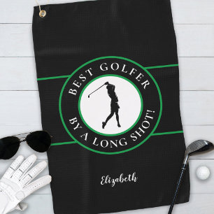 Black Green Best Golfer By A Long Shot Pro For Her Golf Towel