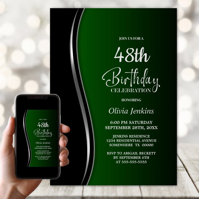 Black Green Birthday Party Invitation (Creator Uploaded)