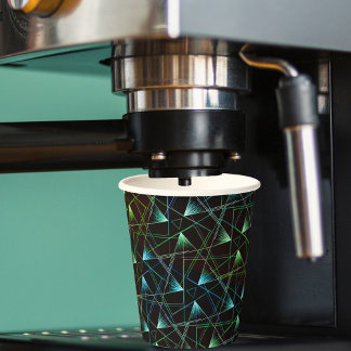 Black Green Blue Pattern Abstract Unique Geometric Paper Cups
