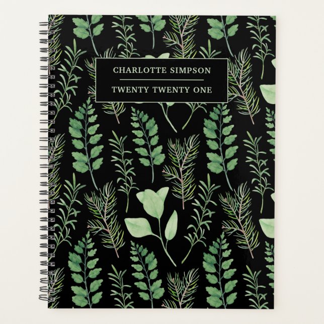 Black Green Botanical Planner (Front)
