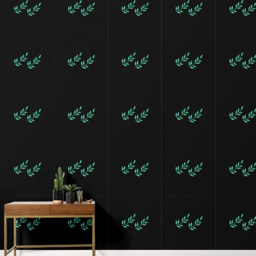 Black Green Botanical Print Leaf Patterns Tropical Wallpaper