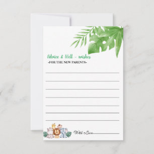 Black Green Boy Shower New Parents Advice Card