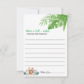 Black Green Boy Shower New Parents Advice Card