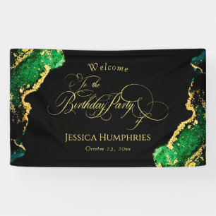 Black Green Bronze Gold Birthday Banner