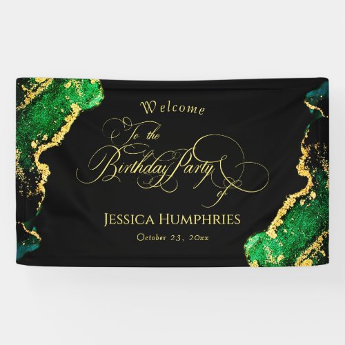 Black Green Bronze Gold Birthday  Banner