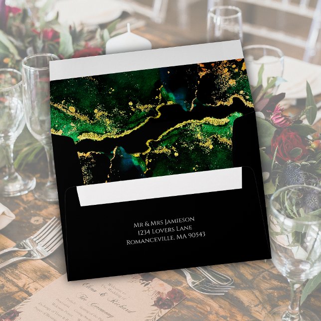 Black Green Bronze Gold Wedding Invitation Envelope (Black Green Bronze Gold Wedding Invitation Envelope)