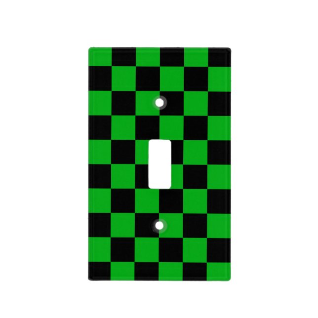 Black Green Chess Light Switch Cover (Front)