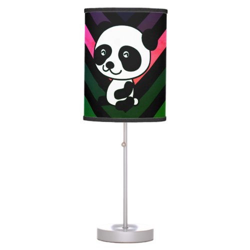 Black  Green Chevron Panda Bear Table Lamp