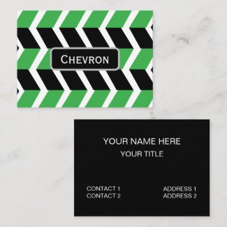 Black Green Chevron Stripe Business Card