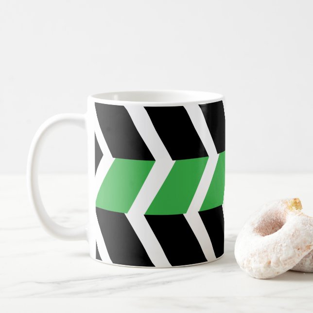 Black Green Chevron Stripe Coffee Mug (With Donut)