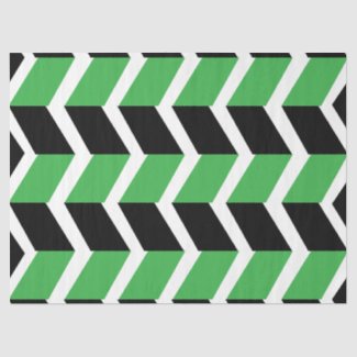 Black Green Chevron Stripe Tissue Paper