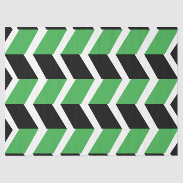 Black Green Chevron Stripe Tissue Paper (Front)