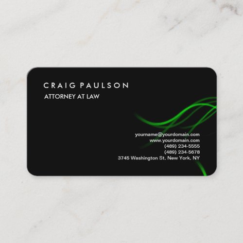 Black Green Classical Elegant Plain Professional Business Card