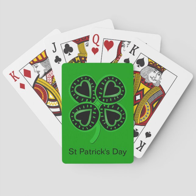 Black Green Clover Heart St Patrick Green P Cards (Back)