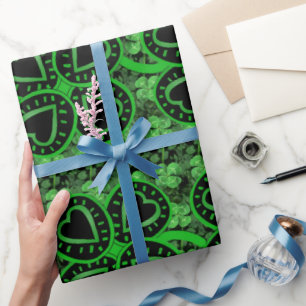 Black Green Clover Heart St Patrick Wrapping P Paper