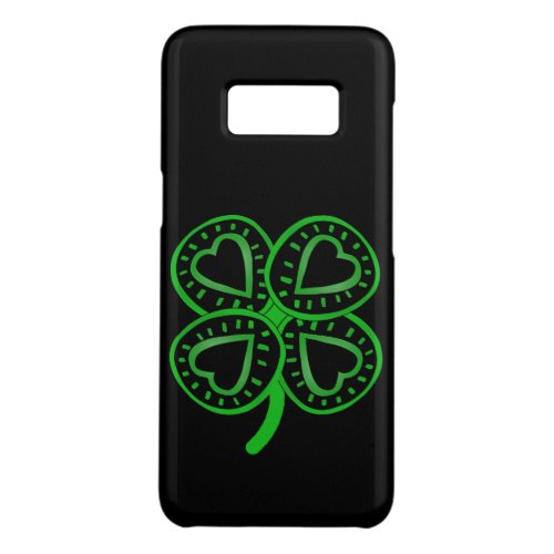 Black Green Clover Heart St Patricks Black S Case