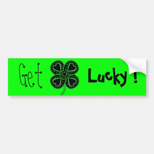 Black Green Clover Heart St Patricks Day Bumper S Bumper Sticker