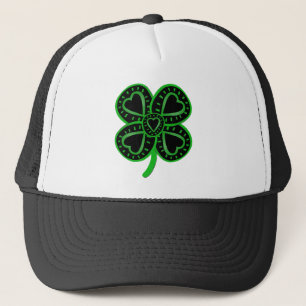 Black Green Clover Heart St Patrick's Day Hat