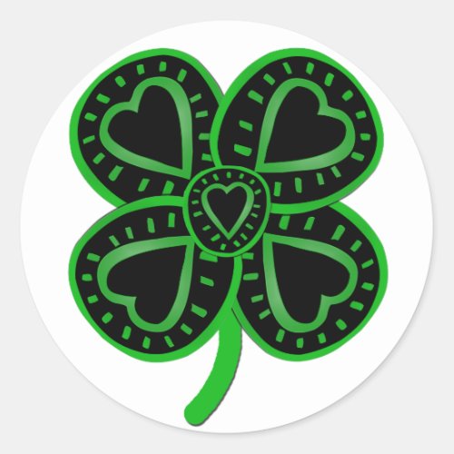Black Green Clover Heart St Patricks Day Sticker