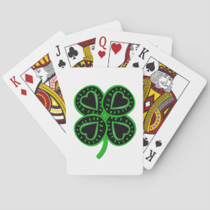 Black Green Clover Heart St Patty WB Playing C Poker Cards
