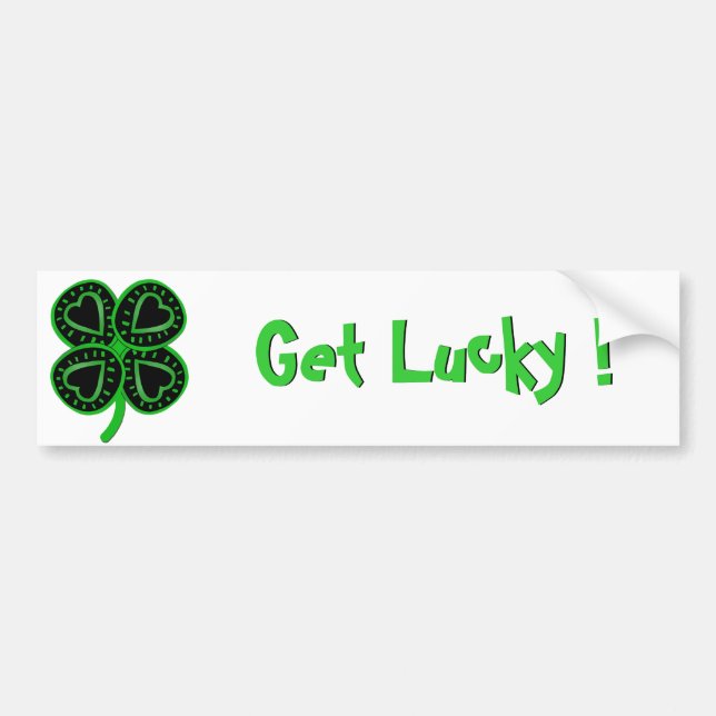Black Green Clover Heart St Patty's Day Bumper S Bumper Sticker (Front)