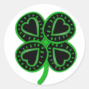 Black Green Clover Heart St Patty's Day Sticker