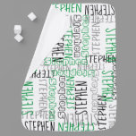 Black Green Colorful Personalized Custom Name Boys Baby Blanket