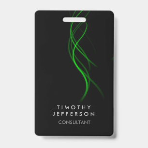 Black Green Curves Elegant Modern Badge