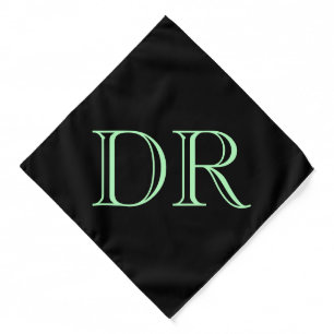 Black green custom initials minimalist bandana