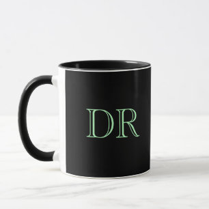 Black green custom initials minimalist mug