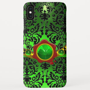 BLACK GREEN DAMASK,SHAMROCK,RED WAX SEAL MONOGRAM iPhone XS MAX CASE