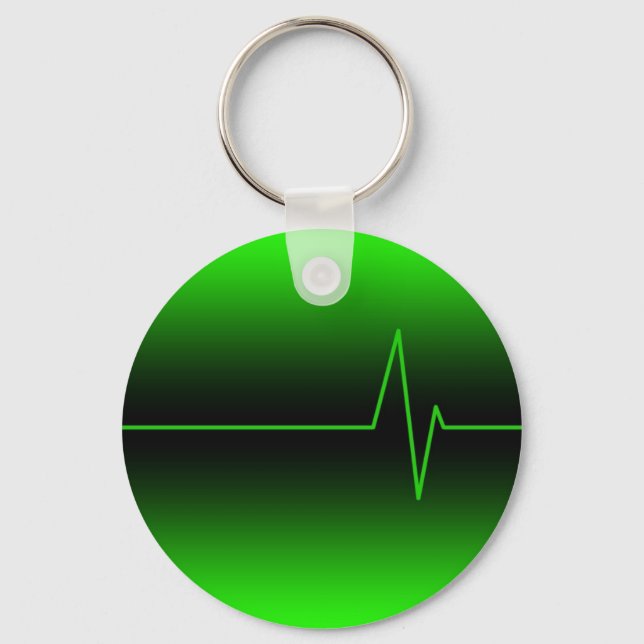Black Green EKG Keychain (Front)