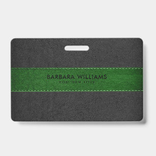 Black & Green Faux Leather Badge