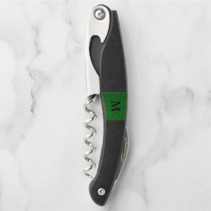 Black & green faux leather waiter's corkscrew
