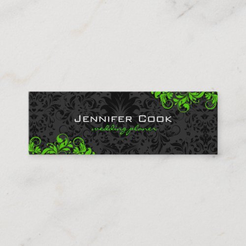 Black &amp; Green Floral Damasks 4 Wedding Planner Business Card Templates