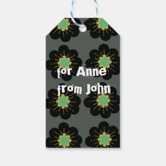 Black& Green Flowers  Gift Tags