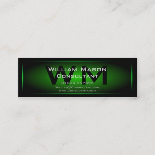 Black &amp; Green Framed Monogram - Business Card