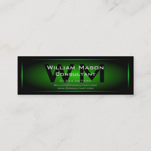 Customizable Black &amp; Green Framed Monogram - Business Card