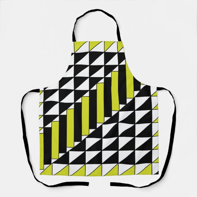 Black Green Geometric Triangle Rectangle Kitchen Apron (Front)