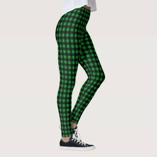 Black  Green Gingham _ Leggings