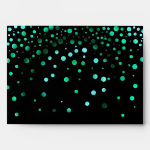 Black & Green Glitter Confetti Sparkles Faux Foil Envelope