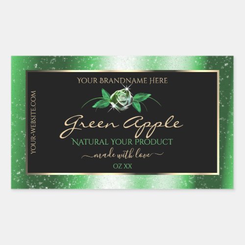 Black Green Glitter Stars Floral Product Labels