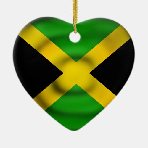 Black Green Gold Jamaica Heart Flag Ornament
