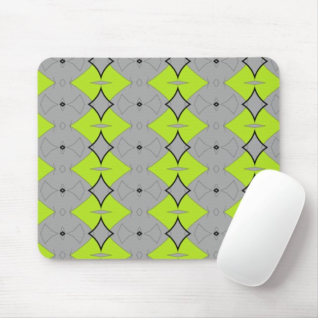 Black green grey pattern mouse pad (With Mouse)