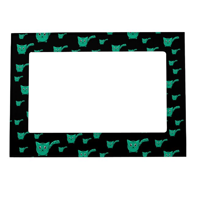 Black & Green  Kitty Pattern Magnetic Frame (Front)