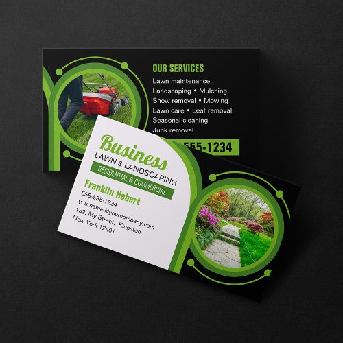 Black Green Landscaping Mowing Lawn Maintenance Business Card